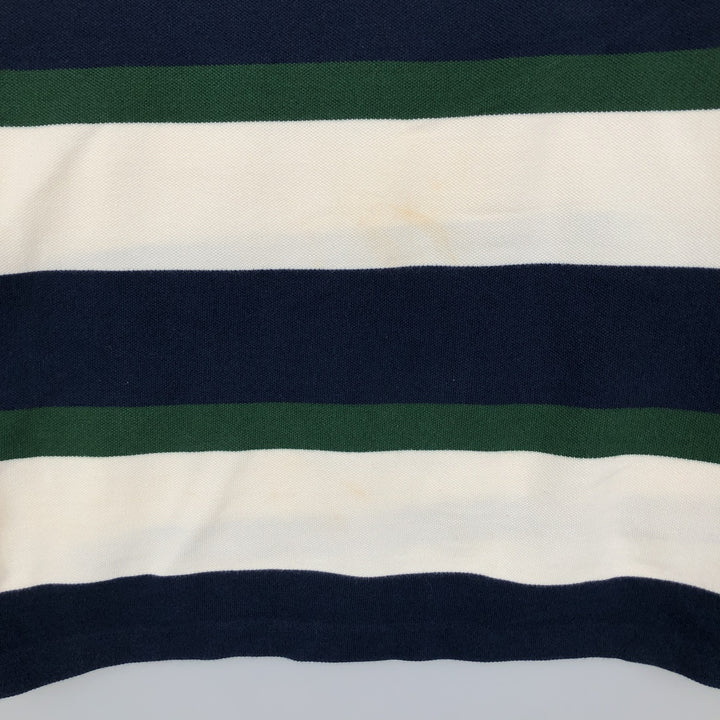 Ralph Lauren POLO by Ralph Lauren Multi-border short sleeve striped polo shirt Men's size L cotton white type Vintage Second Hand