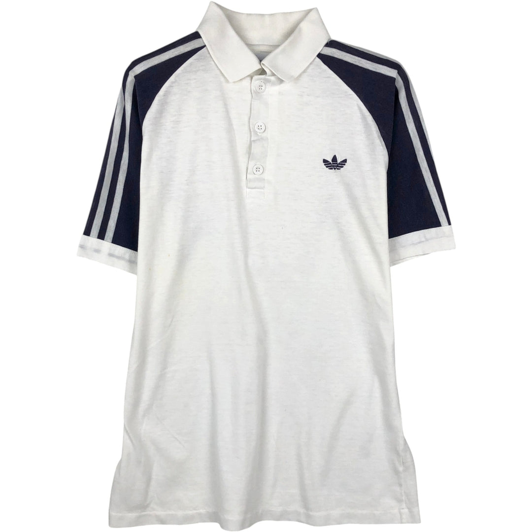 1970'S Adidas short-sleeved polo shirt, men's size M equivalent, vintage. cotton white type Vintage Second Hand