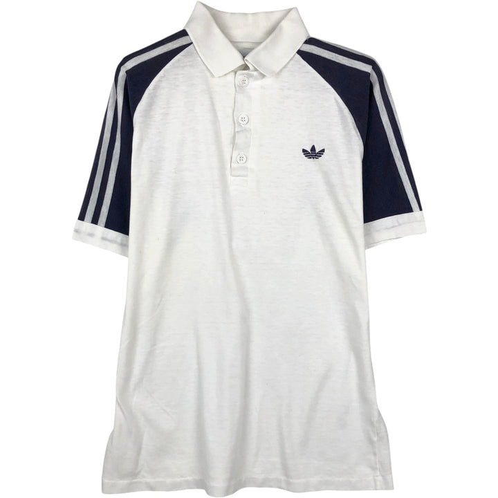 1970'S Adidas short-sleeved polo shirt, men's size M equivalent, vintage. cotton white type Vintage Second Hand