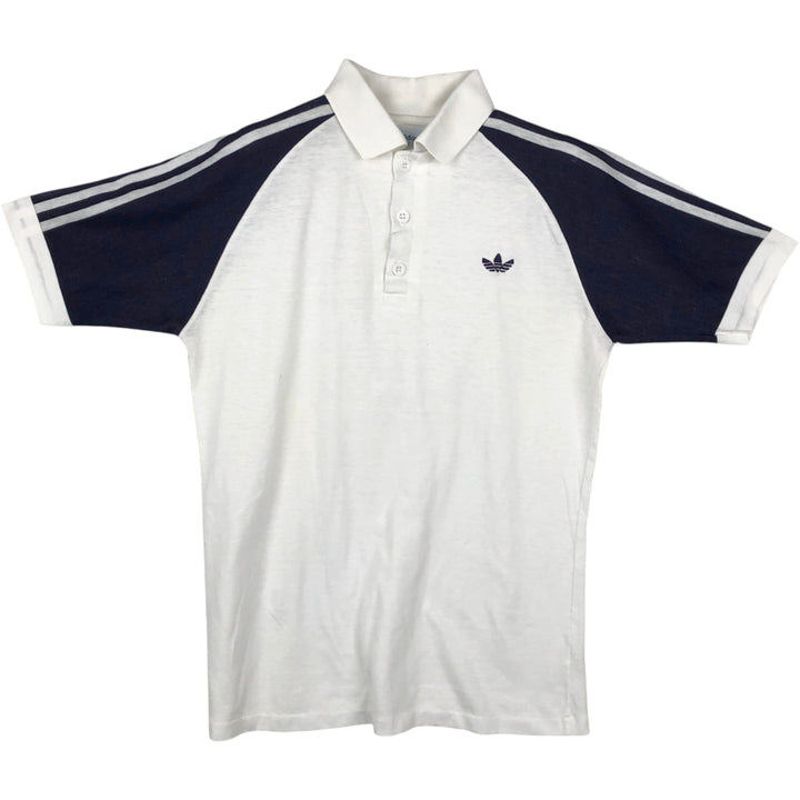 1970'S Adidas short-sleeved polo shirt, men's size M equivalent, vintage. cotton white type Vintage Second Hand