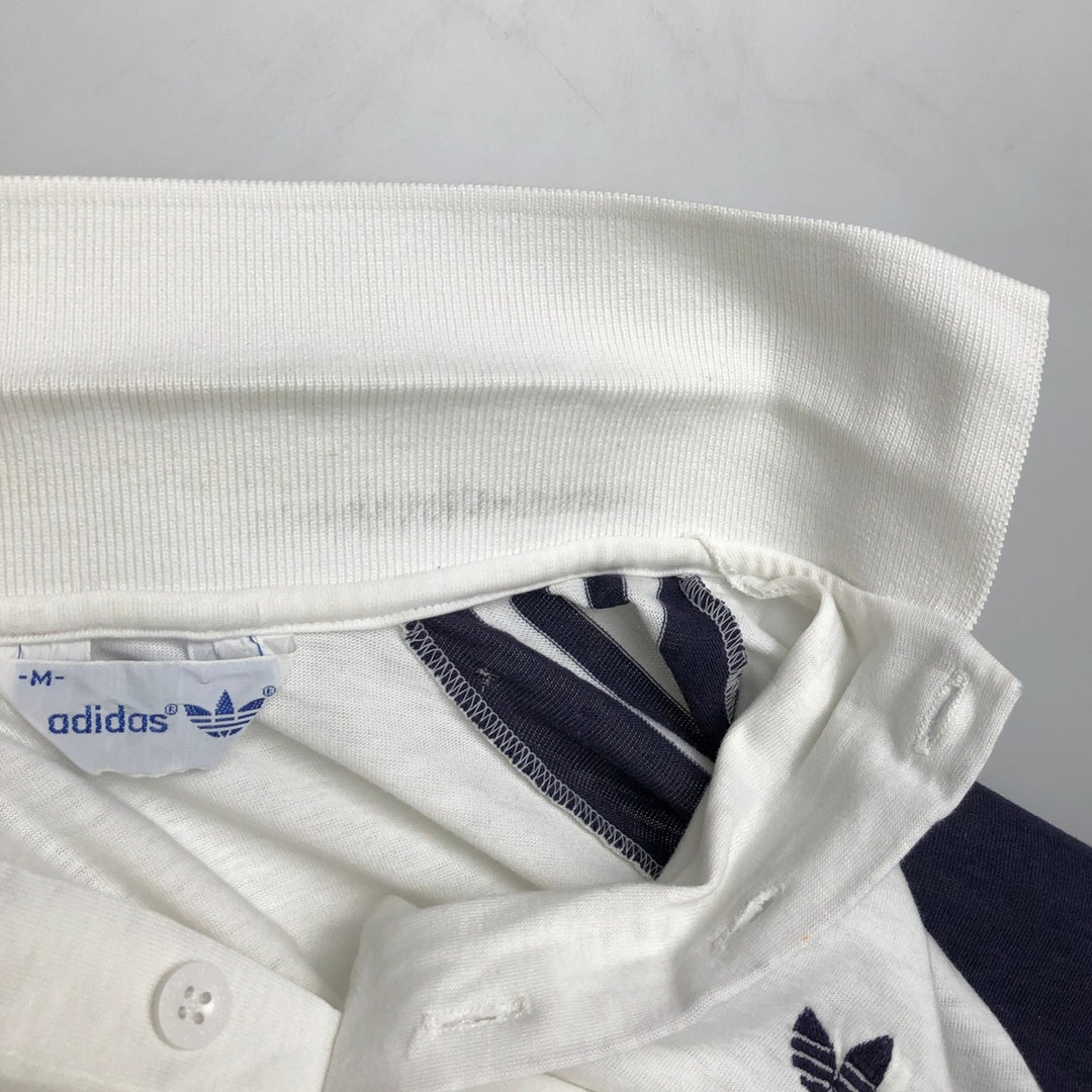 1970'S Adidas short-sleeved polo shirt, men's size M equivalent, vintage. cotton white type Vintage Second Hand