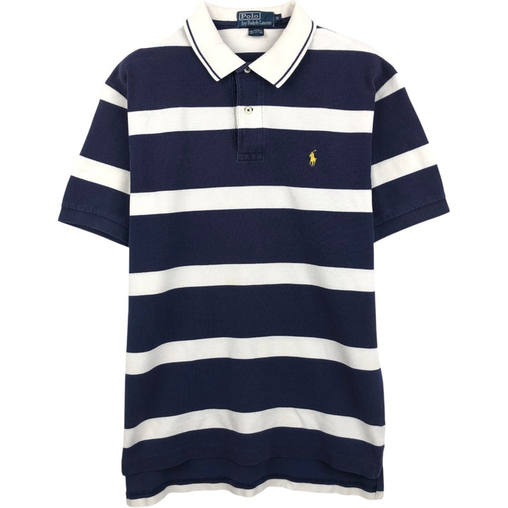 Ralph Lauren POLO by Ralph Lauren short sleeve striped polo shirt, men's size M cotton navy blue type Vintage Second Hand