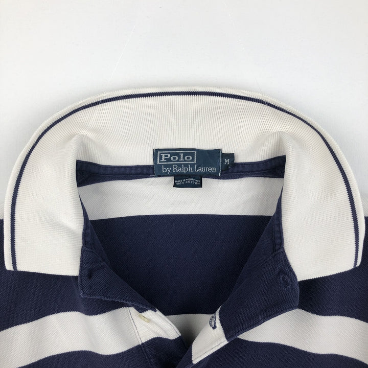 Ralph Lauren POLO by Ralph Lauren short sleeve striped polo shirt, men's size M cotton navy blue type Vintage Second Hand