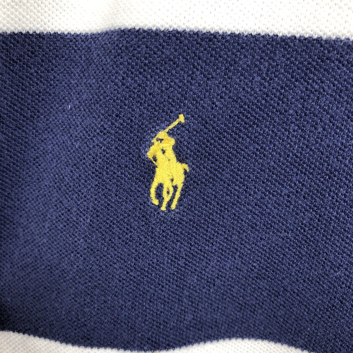 Ralph Lauren POLO by Ralph Lauren short sleeve striped polo shirt, men's XL size cotton white type Vintage Second Hand
