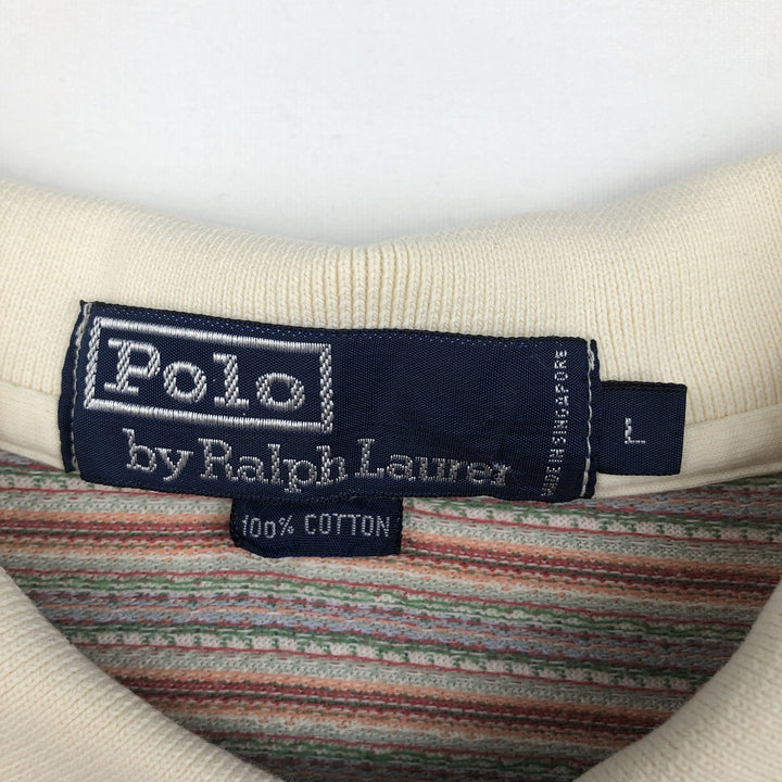 Ralph Lauren POLO by Ralph Lauren All-over print short-sleeve polo shirt, men's size L cotton Beige type Vintage Second Hand