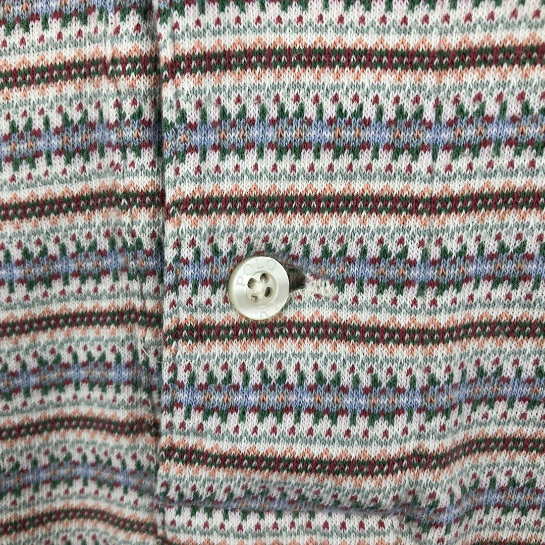 Ralph Lauren POLO by Ralph Lauren All-over print short-sleeve polo shirt, men's size L cotton Beige type Vintage Second Hand