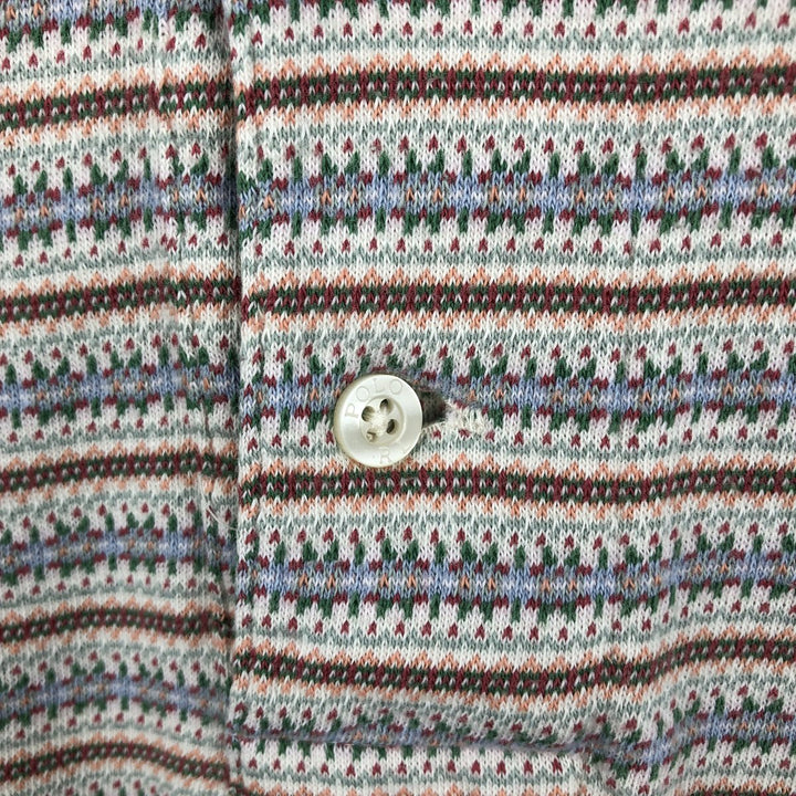 Ralph Lauren POLO by Ralph Lauren All-over print short-sleeve polo shirt, men's size L cotton Beige type Vintage Second Hand