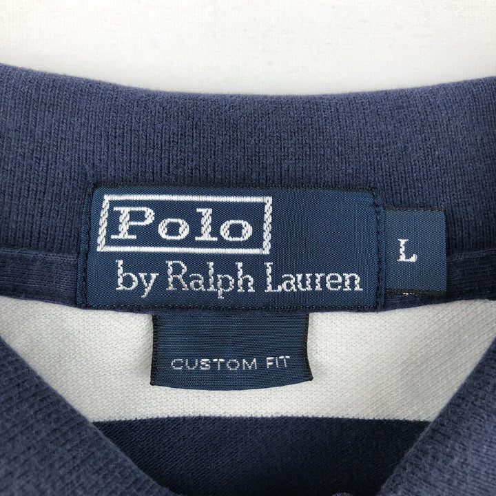 Ralph Lauren POLO by Ralph Lauren CUSTOM FIT Big Pony Short Sleeve Striped Polo Shirt Men's L size unclear white type Vintage Second Hand
