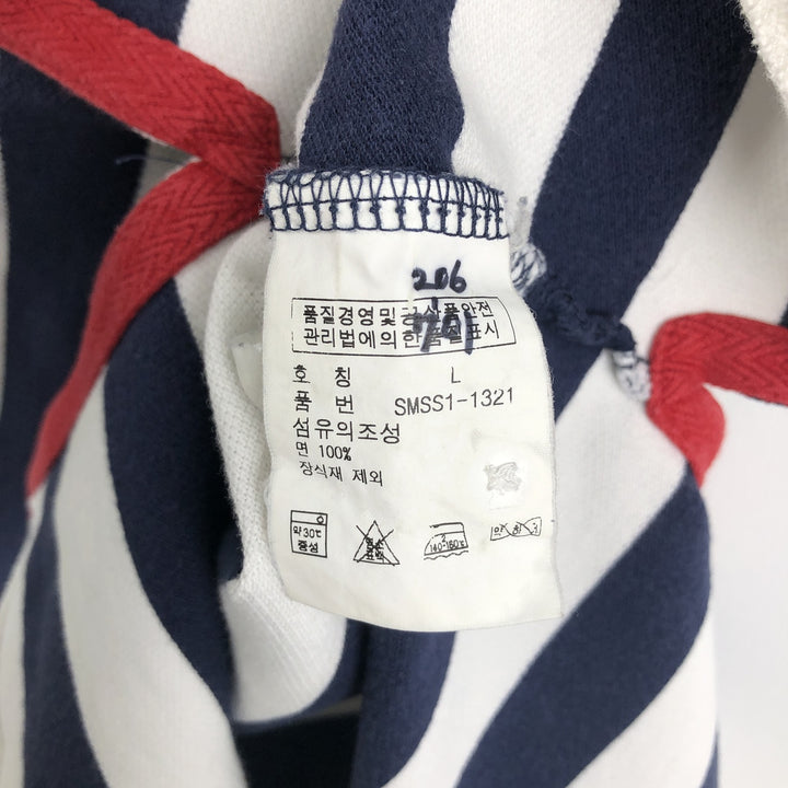 Ralph Lauren POLO by Ralph Lauren CUSTOM FIT Big Pony Short Sleeve Striped Polo Shirt Men's L size unclear white type Vintage Second Hand