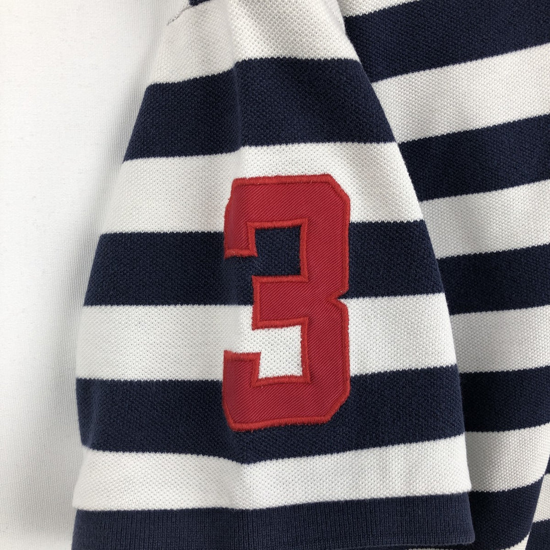 Ralph Lauren POLO by Ralph Lauren CUSTOM FIT Big Pony Short Sleeve Striped Polo Shirt Men's L size unclear white type Vintage Second Hand