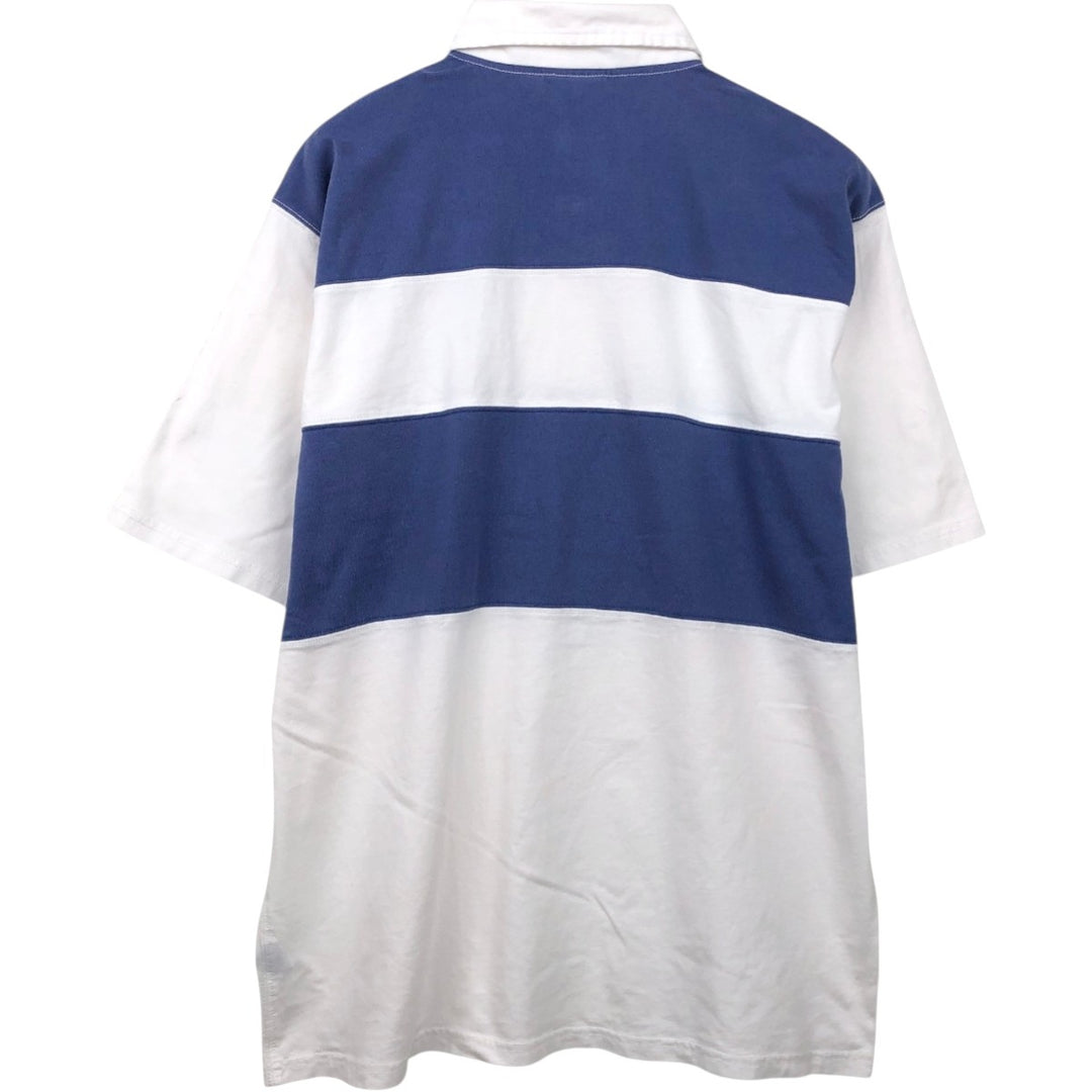 Ralph Lauren POLO JEANS COMPANY Striped Pattern Short-Sleeve Rugby Shirt, Men's Size L (approx.) cotton Blue type light blue Vintage Second Hand