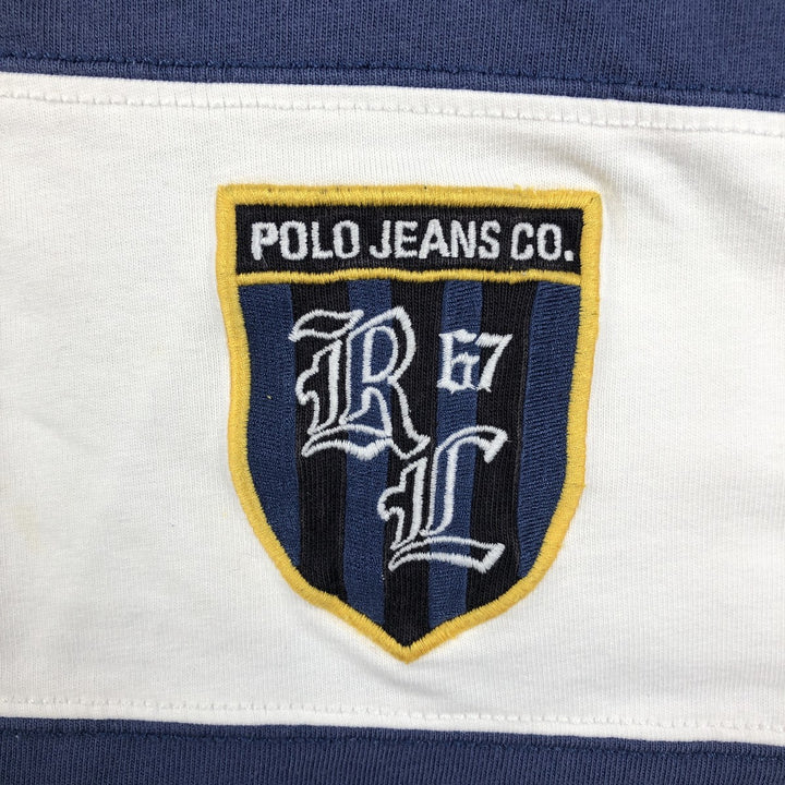 Ralph Lauren POLO JEANS COMPANY Striped Pattern Short-Sleeve Rugby Shirt, Men's Size L (approx.) cotton Blue type light blue Vintage Second Hand