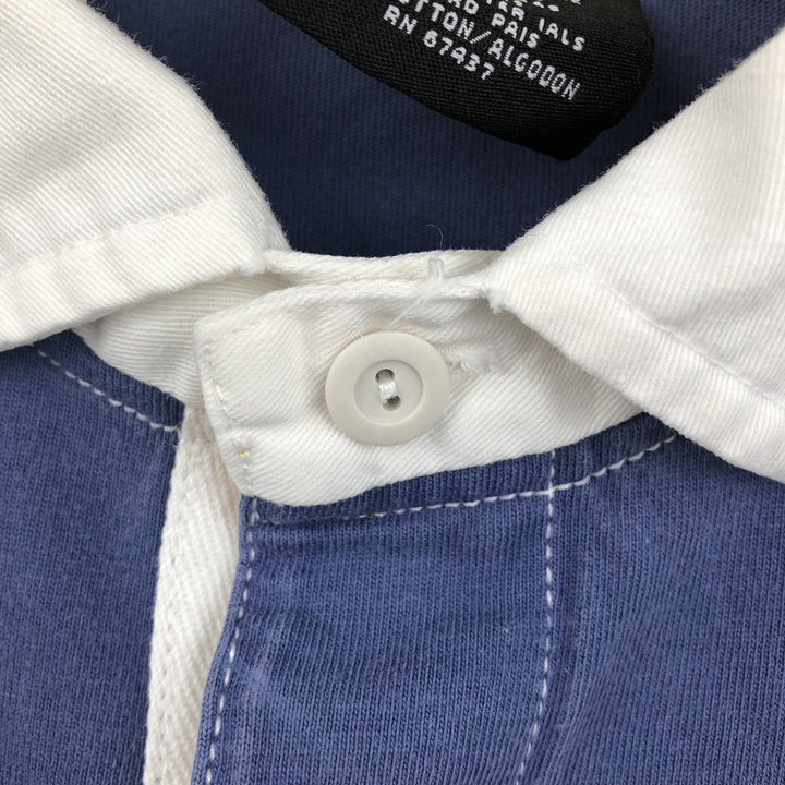 Ralph Lauren POLO JEANS COMPANY Striped Pattern Short-Sleeve Rugby Shirt, Men's Size L (approx.) cotton Blue type light blue Vintage Second Hand