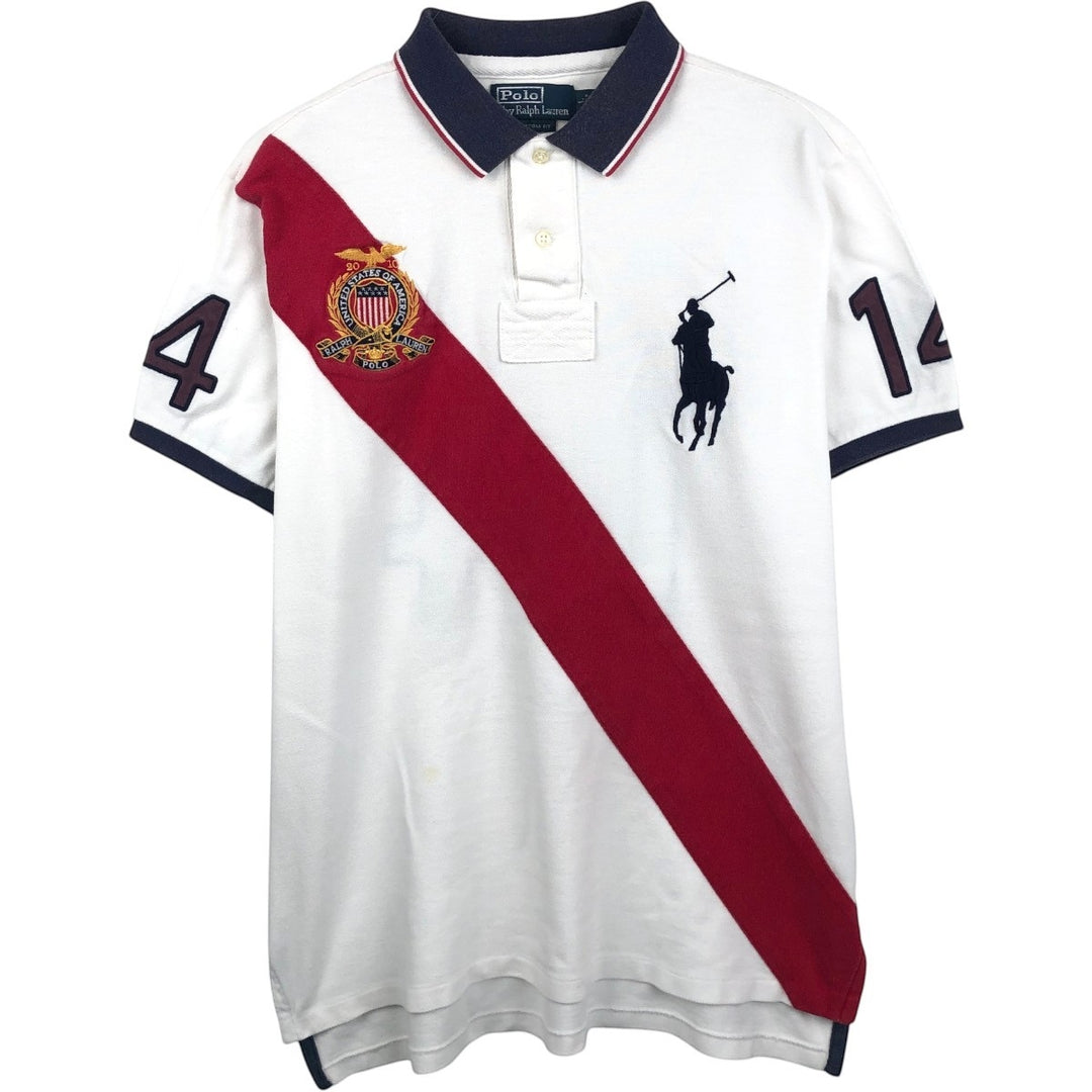 Ralph Lauren POLO by Ralph Lauren CUSTOM FIT Big Pony Short Sleeve Polo Shirt Men's L size cotton white type Vintage Second Hand