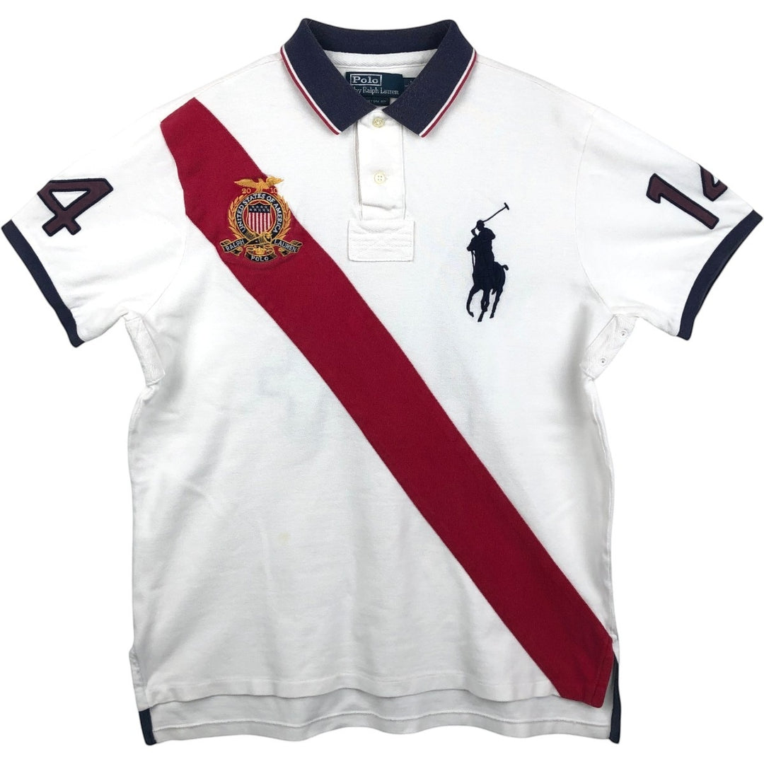 Ralph Lauren POLO by Ralph Lauren CUSTOM FIT Big Pony Short Sleeve Polo Shirt Men's L size cotton white type Vintage Second Hand
