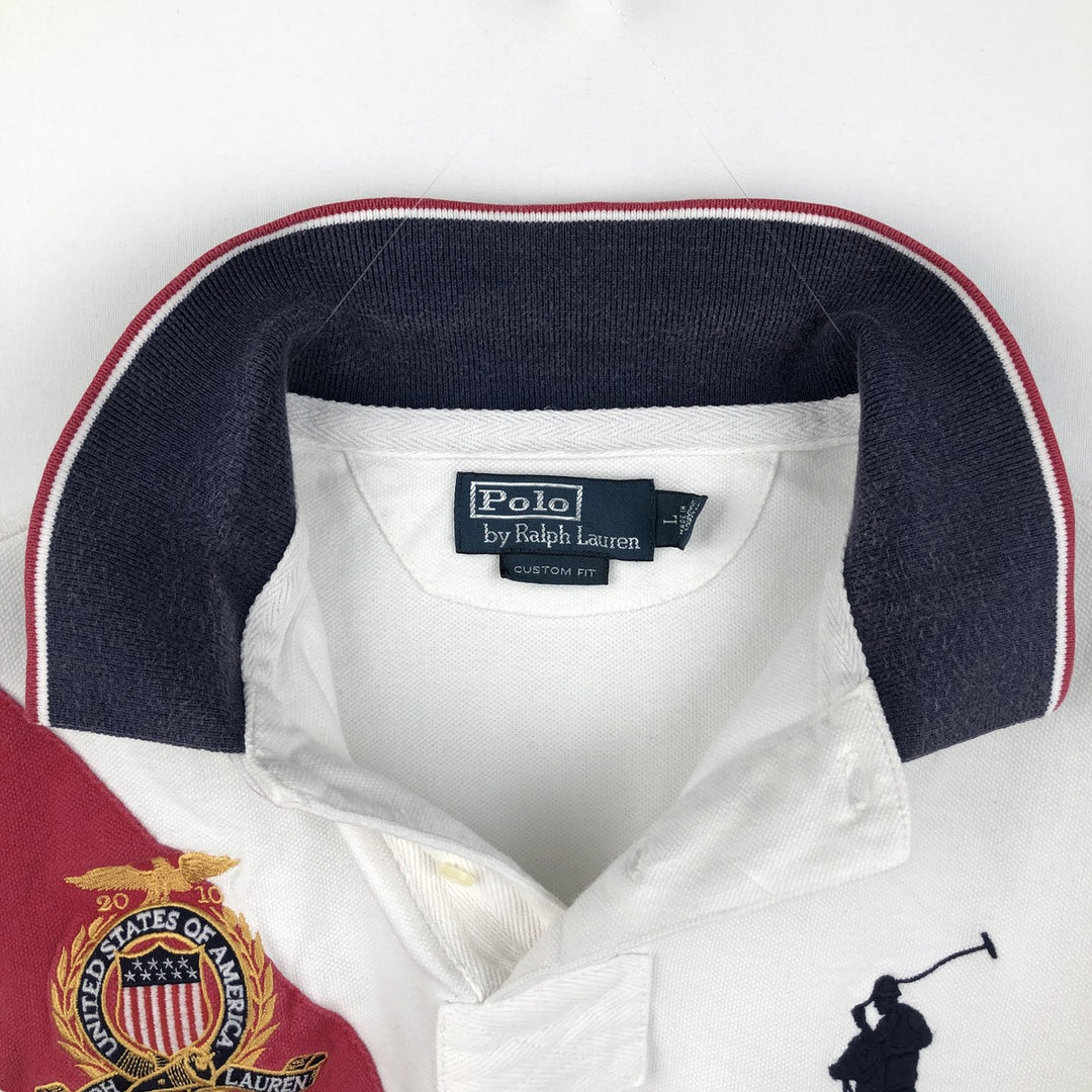Ralph Lauren POLO by Ralph Lauren CUSTOM FIT Big Pony Short Sleeve Polo Shirt Men's L size cotton white type Vintage Second Hand