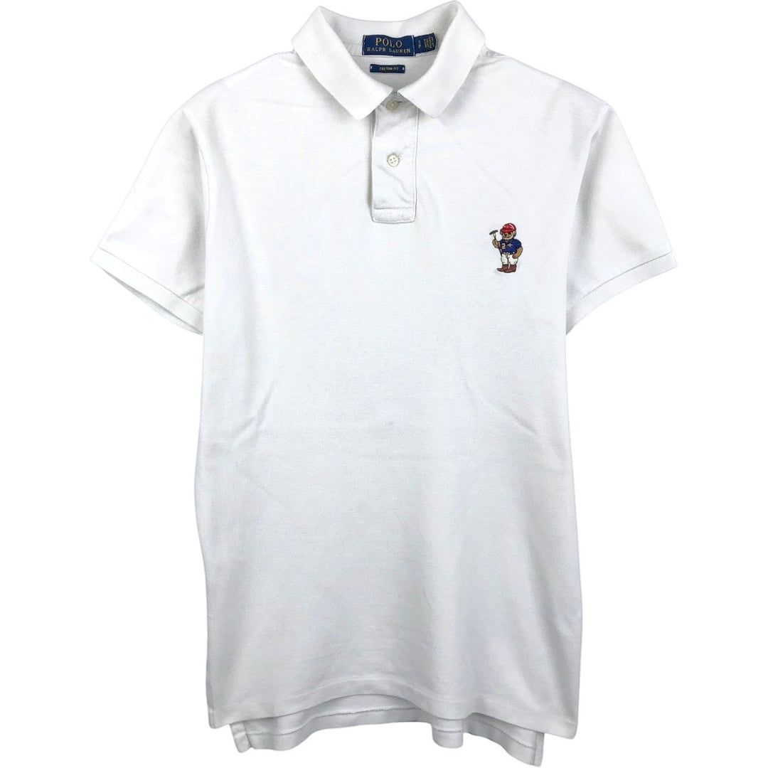 Ralph Lauren POLO RALPH LAUREN CUSTOM FIT Polo Bear Short-Sleeve Polo Shirt (Men's Size S) cotton white type Vintage Second Hand