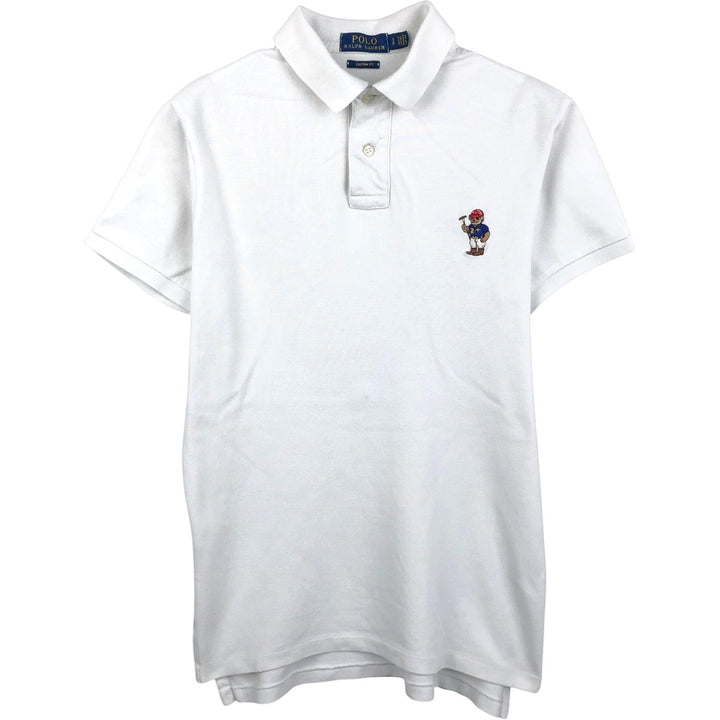 Ralph Lauren POLO RALPH LAUREN CUSTOM FIT Polo Bear Short-Sleeve Polo Shirt (Men's Size S) cotton white type Vintage Second Hand