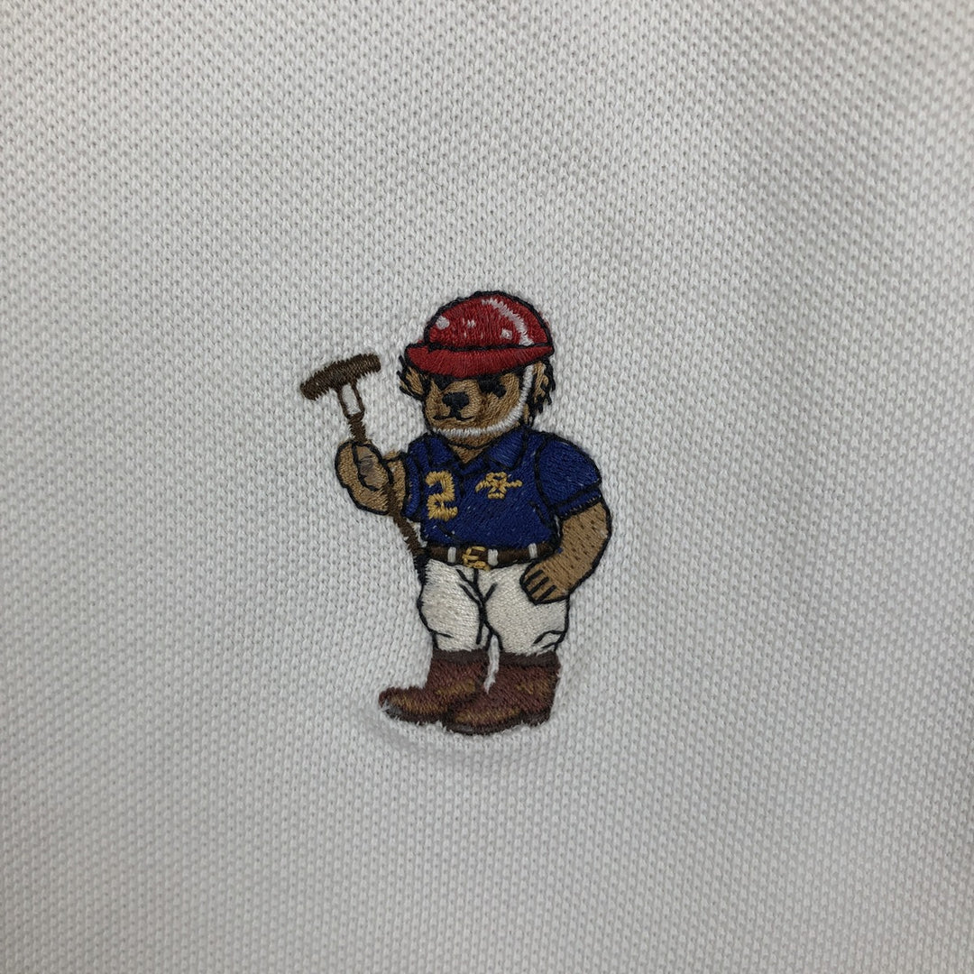 Ralph Lauren POLO RALPH LAUREN CUSTOM FIT Polo Bear Short-Sleeve Polo Shirt (Men's Size S) cotton white type Vintage Second Hand