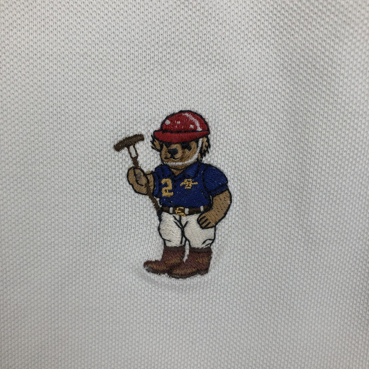 Ralph Lauren POLO RALPH LAUREN CUSTOM FIT Polo Bear Short-Sleeve Polo Shirt (Men's Size S) cotton white type Vintage Second Hand