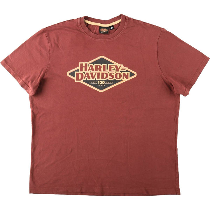 Harley-Davidson Motorcycle Bike T-shirt, Men's XL size cotton red type reddish brown Vintage Second Hand