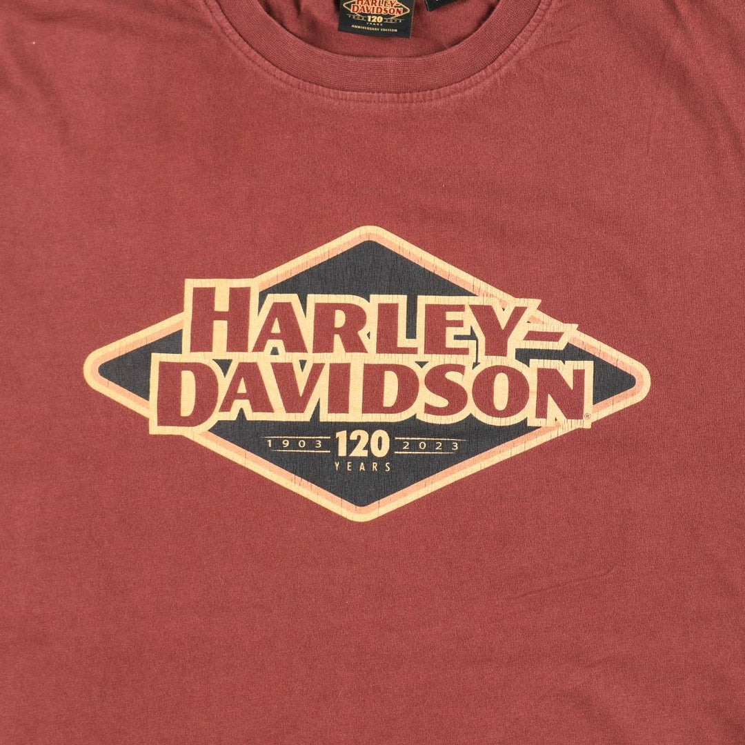 Harley-Davidson Motorcycle Bike T-shirt, Men's XL size cotton red type reddish brown Vintage Second Hand