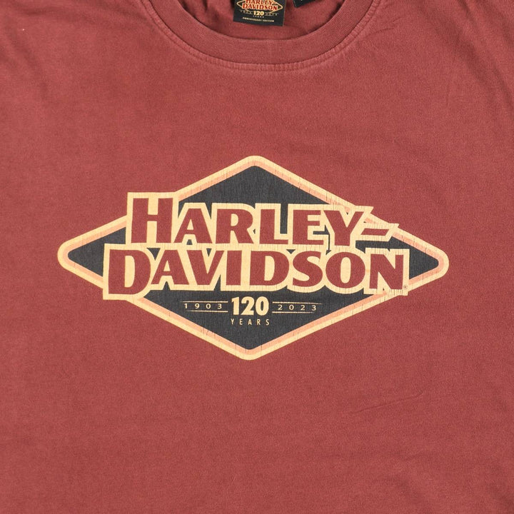 Harley-Davidson Motorcycle Bike T-shirt, Men's XL size cotton red type reddish brown Vintage Second Hand