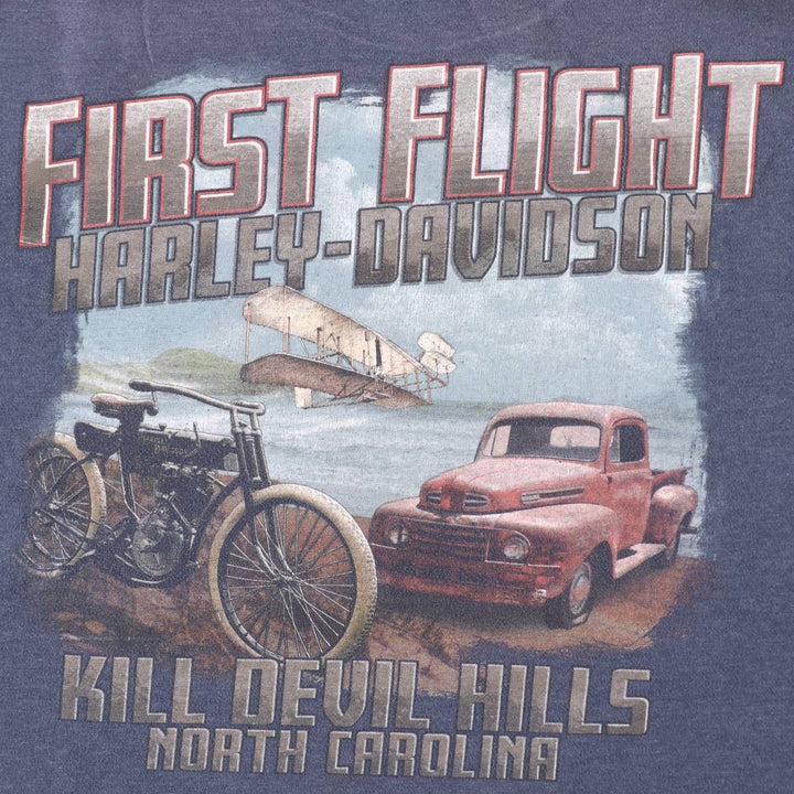 Harley-Davidson Eagle Pattern Motorcycle Bike T-shirt Men's XL cotton blue type Vintage Second Hand