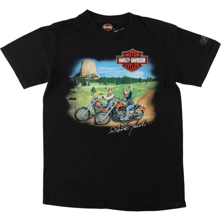 Harley-Davidson Pin-up Girl Motorcycle Bike T-shirt, Men's M size cotton black type Vintage Second Hand