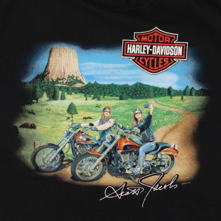 Harley-Davidson Pin-up Girl Motorcycle Bike T-shirt, Men's M size cotton black type Vintage Second Hand