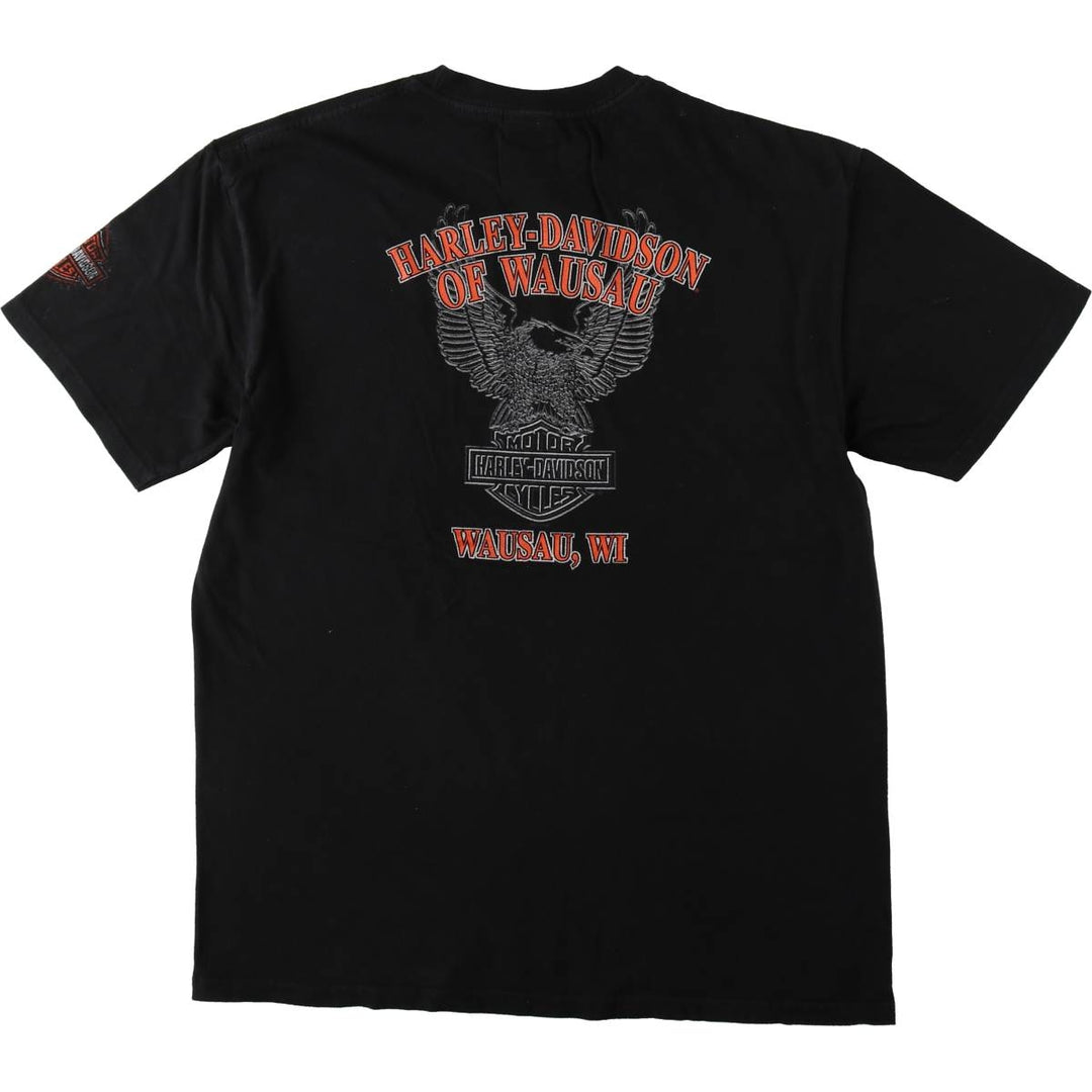 Harley-Davidson Eagle Pattern Motorcycle Bike T-shirt Men's L size cotton black type Vintage Second Hand
