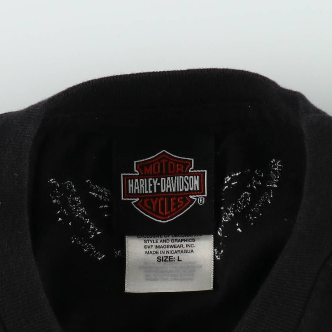 Harley-Davidson Eagle Pattern Motorcycle Bike T-shirt Men's L size cotton black type Vintage Second Hand