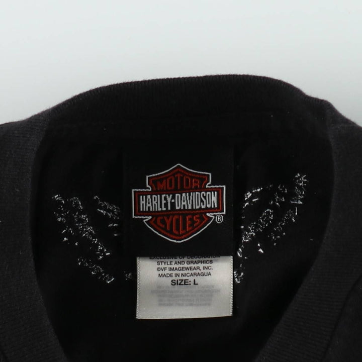 Harley-Davidson Eagle Pattern Motorcycle Bike T-shirt Men's L size cotton black type Vintage Second Hand