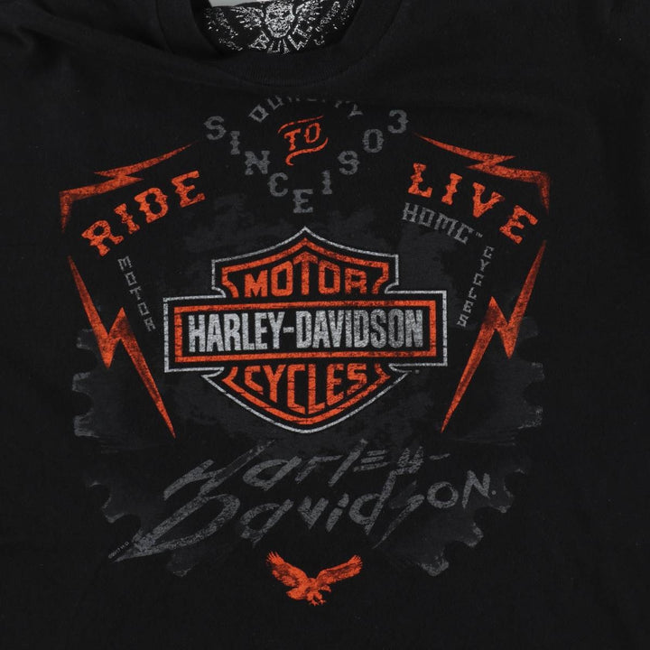 Harley-Davidson Eagle Pattern Motorcycle Bike T-shirt Men's L size cotton black type Vintage Second Hand