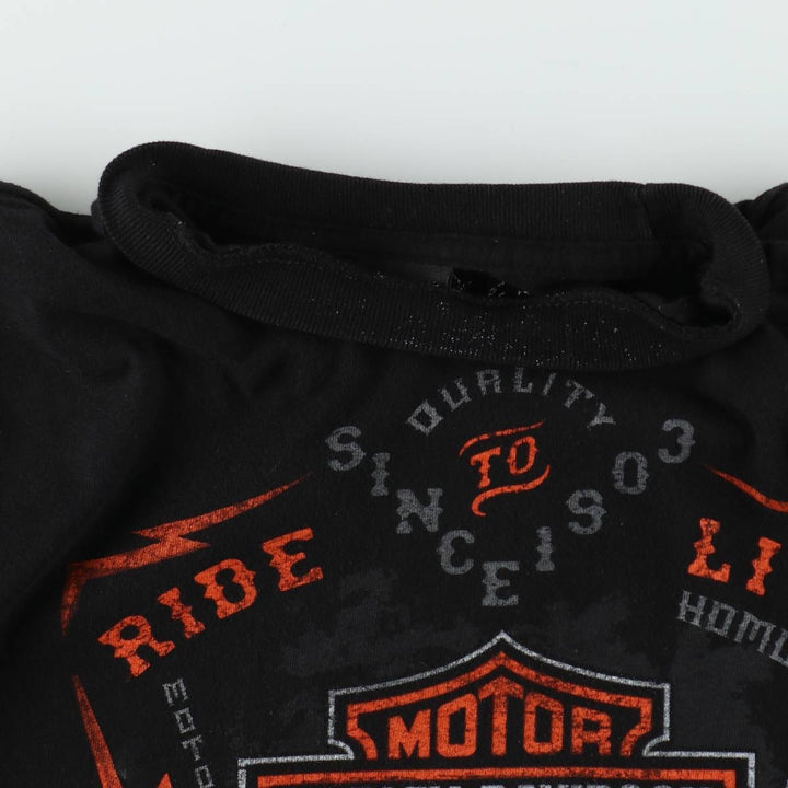 Harley-Davidson Eagle Pattern Motorcycle Bike T-shirt Men's L size cotton black type Vintage Second Hand