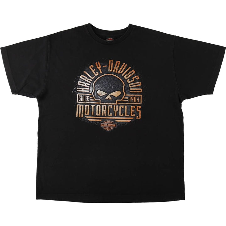 Harley-Davidson Skull Pattern Eagle Pattern Motorcycle T-Shirt, Made in USA, Men's XL Equivalent cotton black type Vintage Second Hand