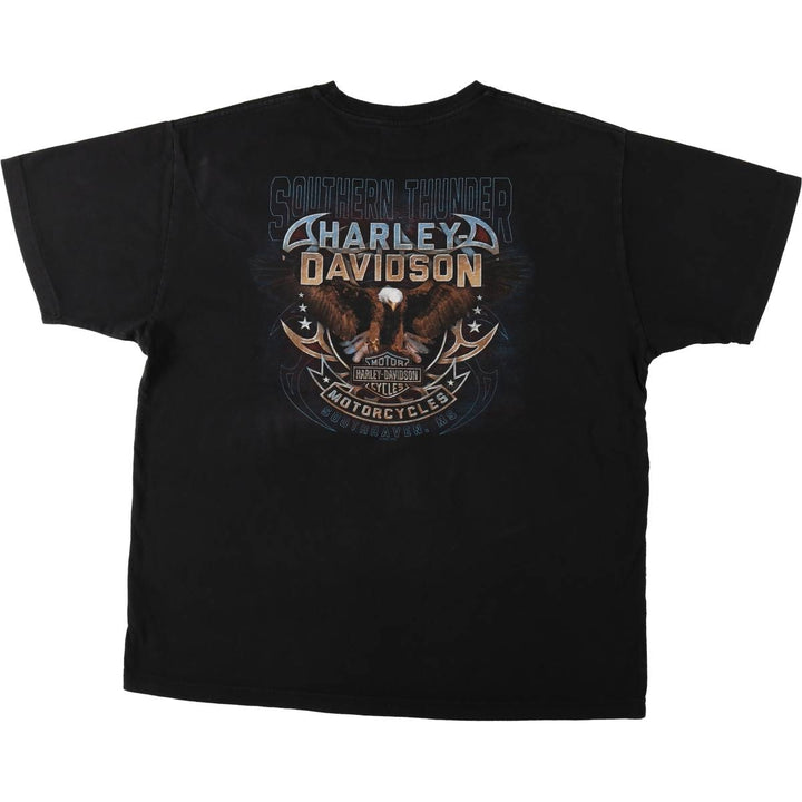 Harley-Davidson Skull Pattern Eagle Pattern Motorcycle T-Shirt, Made in USA, Men's XL Equivalent cotton black type Vintage Second Hand