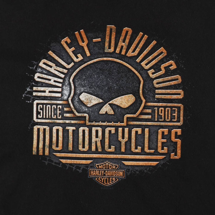 Harley-Davidson Skull Pattern Eagle Pattern Motorcycle T-Shirt, Made in USA, Men's XL Equivalent cotton black type Vintage Second Hand