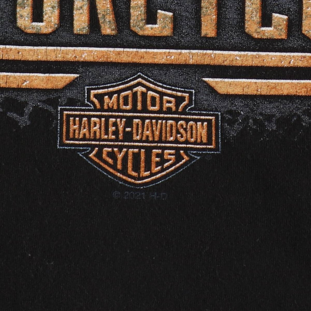 Harley-Davidson Skull Pattern Eagle Pattern Motorcycle T-Shirt, Made in USA, Men's XL Equivalent cotton black type Vintage Second Hand