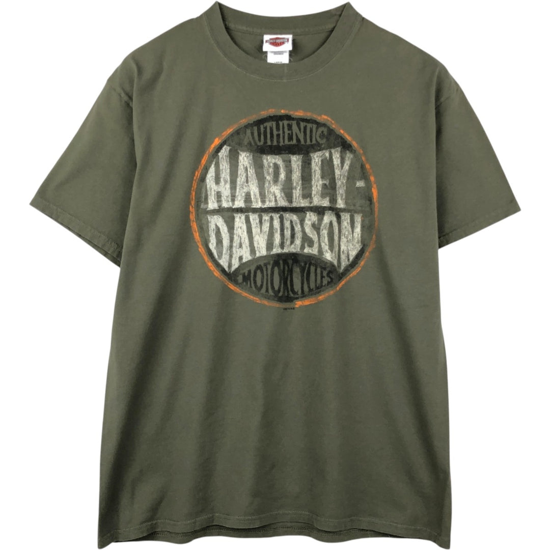 Harley-Davidson Motorcycle Bike T-shirt, Men's Size L cotton Khaki type Vintage Second Hand
