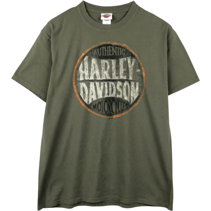 Harley-Davidson Motorcycle Bike T-shirt, Men's Size L cotton Khaki type Vintage Second Hand