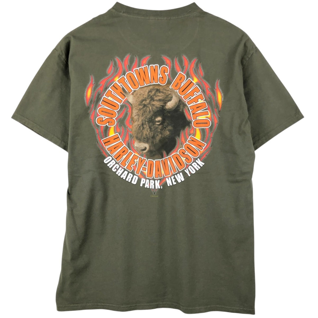 Harley-Davidson Motorcycle Bike T-shirt, Men's Size L cotton Khaki type Vintage Second Hand