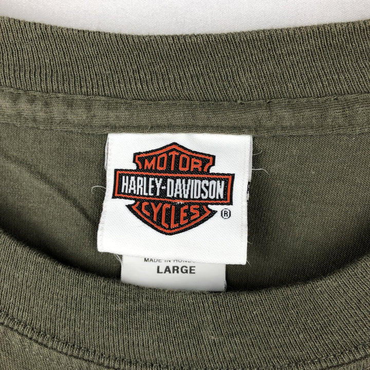 Harley-Davidson Motorcycle Bike T-shirt, Men's Size L cotton Khaki type Vintage Second Hand