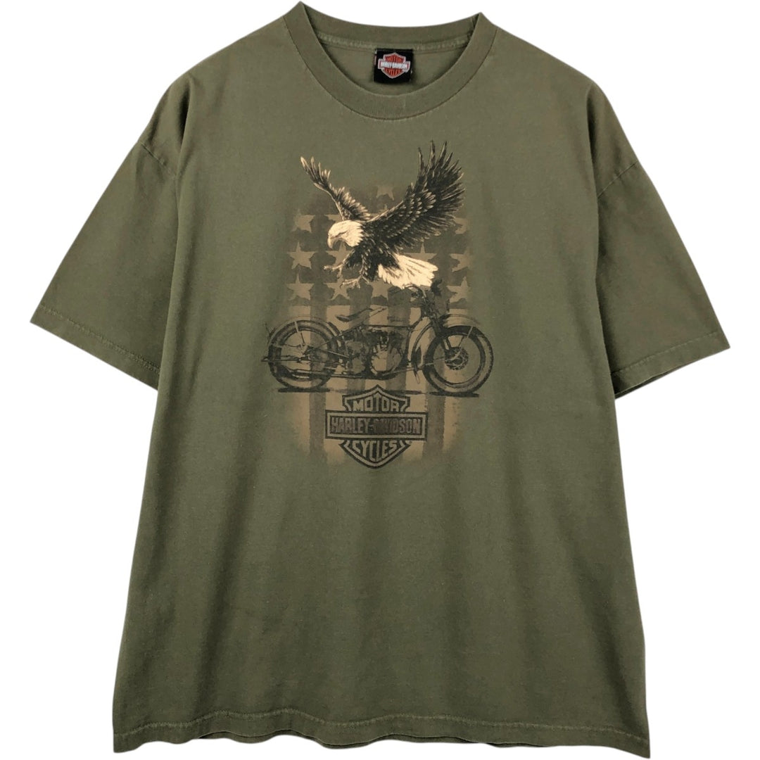 Harley-Davidson Eagle Pattern Motorcycle Bike T-shirt Men's XXL cotton Khaki type Vintage Second Hand