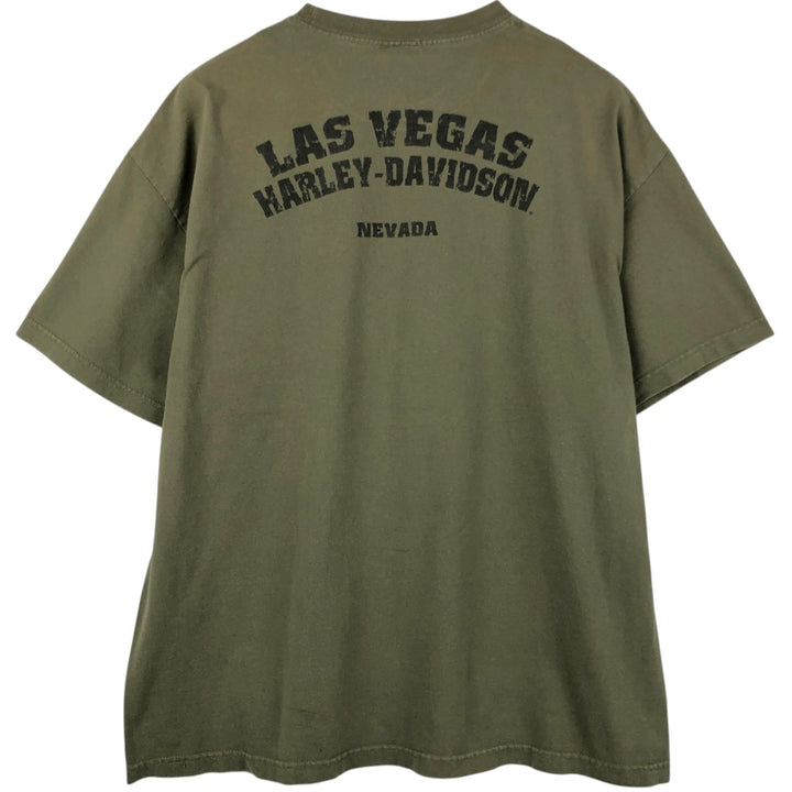 Harley-Davidson Eagle Pattern Motorcycle Bike T-shirt Men's XXL cotton Khaki type Vintage Second Hand