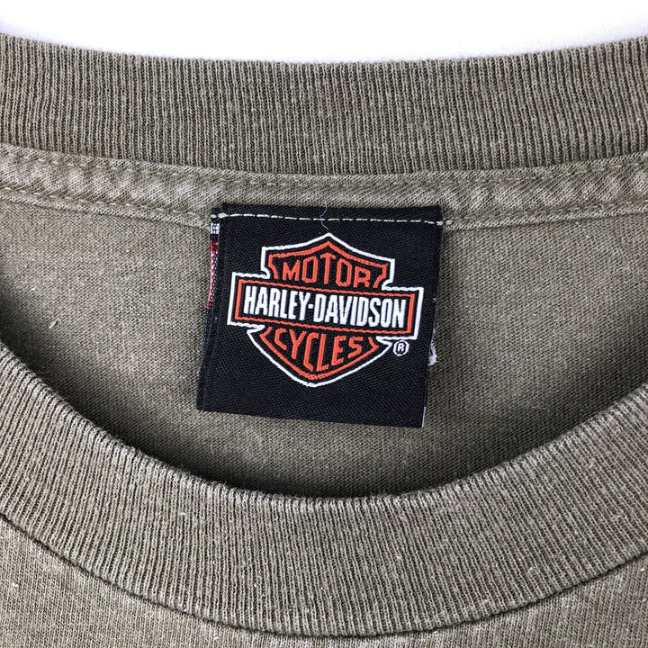 Harley-Davidson Eagle Pattern Motorcycle Bike T-shirt Men's XXL cotton Khaki type Vintage Second Hand