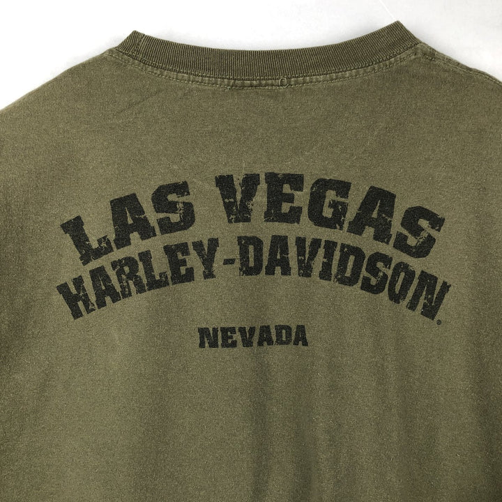 Harley-Davidson Eagle Pattern Motorcycle Bike T-shirt Men's XXL cotton Khaki type Vintage Second Hand