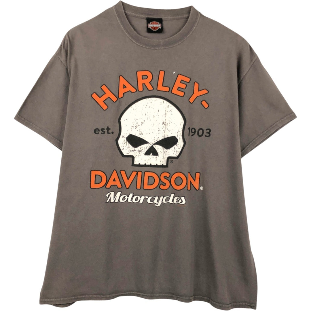 00'S Harley-Davidson Skull Pattern Motorcycle Bike T-shirt Men's XL size unclear Charcoal Vintage Second Hand