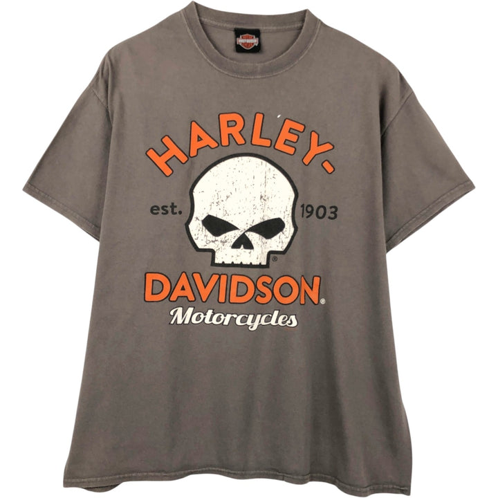 00'S Harley-Davidson Skull Pattern Motorcycle Bike T-shirt Men's XL size unclear Charcoal Vintage Second Hand