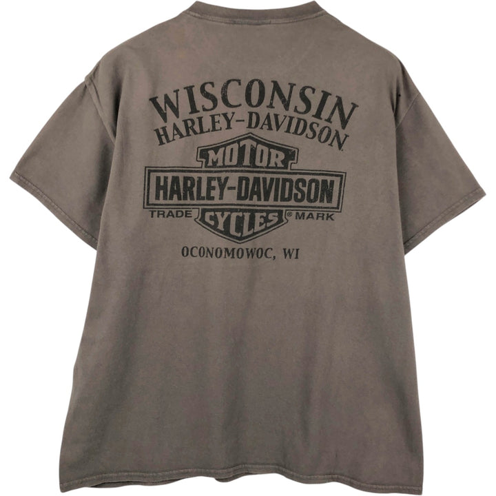 00'S Harley-Davidson Skull Pattern Motorcycle Bike T-shirt Men's XL size unclear Charcoal Vintage Second Hand